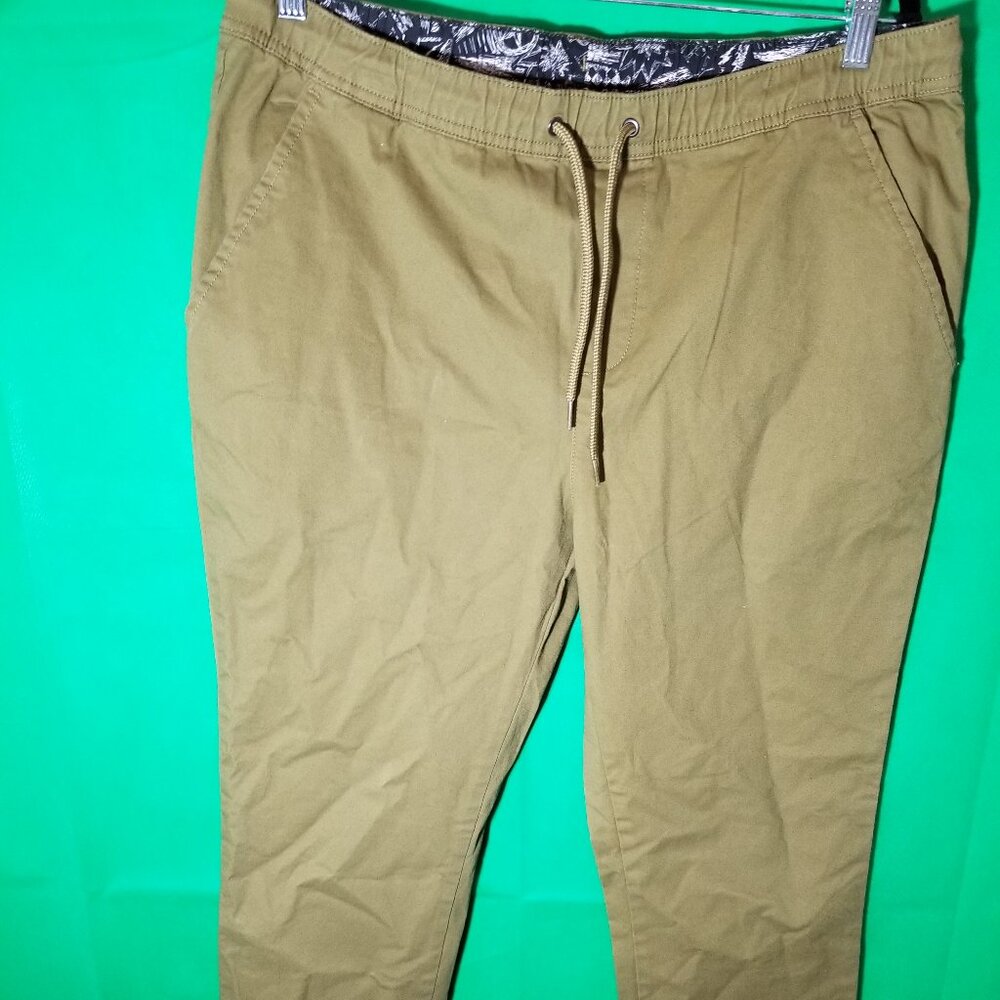Roebuck & Co. Men Large OD Green Draw‎ String Waist Chino Pants Jogger Vintage